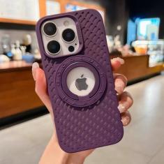 Imagem de Capa para iphone 15pro max luxo macio oco para fora à prova de choque magnético pára-choques capa traseira, roxo, para iphone 15pro max