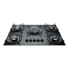 Imagem de Cooktop À Gás 5 Bocas Esmaltec Vidro - Preto - 55x68x46 Cm, Preto, 110