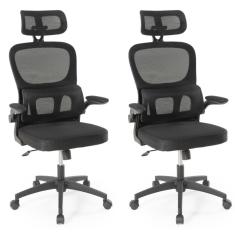 Imagem de Kit 2 Cadeiras De Escritório Giratória Executiva Atenas Com Regulagem De Altura - Preto