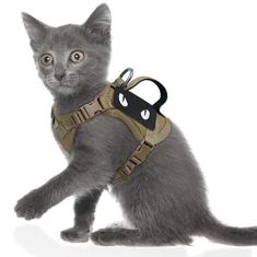 Imagem de Peitoral para gatos, à prova de fuga, alça de controle fácil para gatinhos pequenos e grandes, ajustável, confortável, sem puxar, ao ar livre, todos os climas, arnês de malha PPP PP