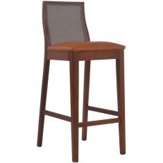 Imagem de Banqueta Arizona Madeira Maciça Encosto Tela Sling Castanho