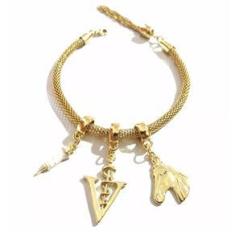 Imagem de Pulseira Berloque Veterinária Cavalo Folheado a Ouro 18k