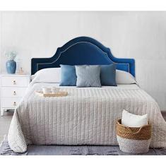 Imagem de Cabeceira Estofada Provençal Luxo com Tachas - Queen Suede  Marinho
