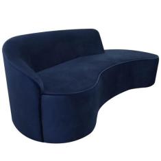 Imagem de Sofá Curvo 03 Lugares 210cm Eron Braço Direito Veludo Azul Marinho - N