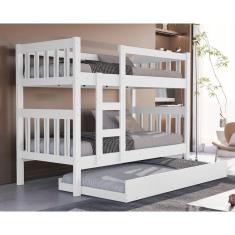 Imagem de Beliche Com Cama Auxiliar Adulto Funcional Tamanho Solteiro 3 Colchões Com Escada e Proteção mdf