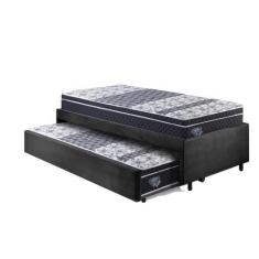 Imagem de Bicama Box Solteiro 88X188 Suede Preto Com Dois Colchões Gransleep Mol
