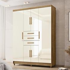 Imagem de Guarda-Roupa Imperial 6 Portas E 03 Gavetas Nature/Champanhe - Vila Ri