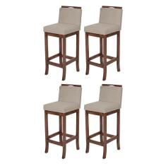 Imagem de Kit 4 Banquetas Média em Madeira Capuccino Turim Suede Bege CCS