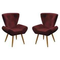 Imagem de Kit 2 Poltronas Decorativas Polaris Sued Bordô Aradecor