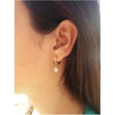 Imagem de Brinco Argola Com Pedra De Zircônia Pendurada Banhado Ouro18