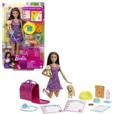 Imagem de Boneca Barbie Conjunto Adota Cachorrinhos Morena Mattel Hkd86