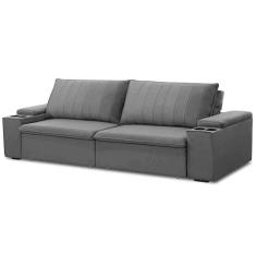 Imagem de Sofá Retrátil Reclinável 3 Lugares 245cm Baluart F05 Veludo Prata - Mpozenato