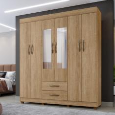 Imagem de Roupeiro Copacabana Canela 6 Portas Com Espelho Benetil Móveis