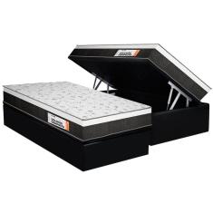 Imagem de Cama Box Baú Solteiro: Colchão Anatômico Plumatex Falcon Ultra Firme + Base CRC Suede Black(88x188)