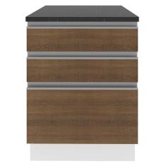 Imagem de Balcão Madesa Acordes 100% Mdf 60 Cm 3 Gavetas Branco/rustic