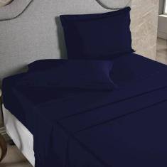 Imagem de Jogo De Lençol Casal Padrão 04 Peças Aba Americana Percal 400 Fios - M