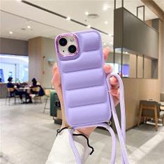 Imagem de Jaqueta de baixo para baixo colar tiracolo cordão estojo macio para iPhone 13 14 Pro Max 12 11 X XR 7 8 Plus 14Plus Armor capa à prova de choque, roxo, para iPhone 12 ProMax