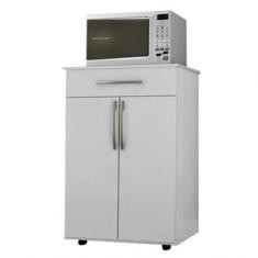 Imagem de Balcão Multiuso 62Cm 2 Portas 1 Gaveta Flex Juliana Branco/Preto - Ajl Móveis