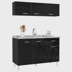 Imagem de Armário de Cozinha CP01 Com Pia Inox Classic P11 Preto - Mpozenato