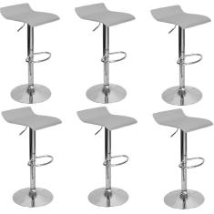 Imagem de Kit 6 Banquetas Toquio Wave Enzo Belo Horizonte Giratória Com Regulagem - Cinza