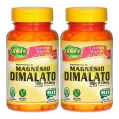 Imagem de Kit com 2 Frascos de Magnésio Dimalato Unilife 60 capsulas 700mg