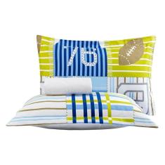 Imagem de Jogo Cama Futebol Branco Queen 03 Peças 140 Fios