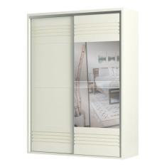 Imagem de Guarda Roupa Solteiro Com Espelho 179Cm 2 Portas 100% Mdf Tw601E Off White