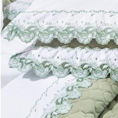 Imagem de Jogo de Cama Queen Maiori 4 Peças Percal 200 Fios Bernadete Casa Verde