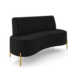 Imagem de Sofá 2 Lugares Living 160cm Pé Ferro Dourado Maraú Veludo Preto K01 - D`Rossi