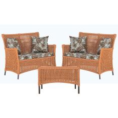 Imagem de 2 Sofá Área e Mesa Igapó Alumínio Pintura Marrom Corda Náutica Estofado Impermeável Almofada 6 Trama