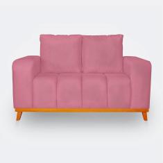 Imagem de Sofá 2 Lugares Memphis Ultra Conforto Em Madeira Maciça E Suede Rose - Lh Decor