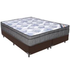 Imagem de Cama Box Marrom e Colchão ISO Superpocket Molas Ensacadas Queen Ortobo