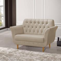 Imagem de Namoradeira Pés Palito em Madeira Playa 2 Lugares Linho Capuccino