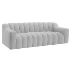 Imagem de Sofá 2 Lugares Luxo Recepção Escritorio Sala Elegance 200cm Linho Cor Cinza Claro