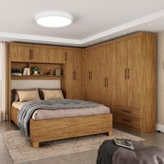 Imagem de Guarda-Roupa Casal Modulado com Cama Hércules 11 Portas 6 Gavetas Cinamomo - Carioca Móveis