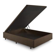 Imagem de Base Box Baú Viúva 128X188x42cm Linho Marrom - Cama Inhouse