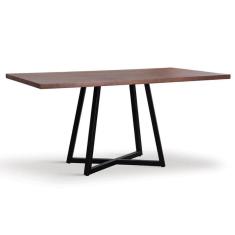 Imagem de Mesa Jantar Retangular Orlando Industrial Daf Móveis 180 X 90 Cm Madeira Maciça Castanho Aço Preto