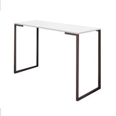 Imagem de Mesa Escrivaninha 90cm Stan Home Office Industrial Consultório Ferro Marrom MDF Branco - Ahz Móveis