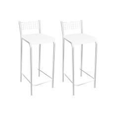 Imagem de Kit 2 Banqueta De Cozinha Gênova 1b705cr 2 Un Cromado/courano Branco - Kappesberg