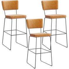 Imagem de Kit 3 Banquetas Altas Base Em Aço Fixa Whisky