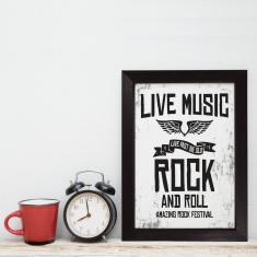 Imagem de Quadro Musica Rock Live Music 22x32 Moldura 