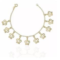 Imagem de Pulseira Coroas Princesa Delicada Folheado Ouro 18k