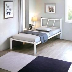 Imagem de Cama Solteiro Helena Branco Tubolar De Ferro - Duarte Moveis