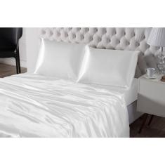 Imagem de Jogo De Cama Charmousse Cetim King Branco 4 Peças Seda