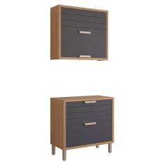 Imagem de Cozinha Modulada Eloise 2 Peças Armário Aéreo e Balcão 80cm - MGM