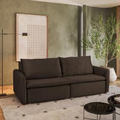 Imagem de Sofá Cama Retrátil e Reclinável 4 Lugares 225cm em Suede com Molas Greta Yescasa Marrom