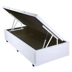 Imagem de Base Cama Box Baú Solteiro Material Sintético Branco 43X88x188 - Sonho