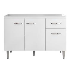 Imagem de Balcão Gabriela De Pia 120Cm Sem Tampo 3 Portas Branco