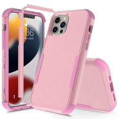 Imagem de Capa de 3 camadas para iPhone 15 14 13 12 11 Pro Max Mini XR XS Max 8 7 15Plus SE 2020 Armadura de luxo capa dura para amortecedores macios, rosa rosa, para iPhone X