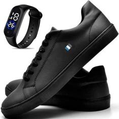 Imagem de Tenis Masculino Skatista Confortável Estiloso Moderno Bandeira Tendência Dia a Dia + Relógio-Masculino